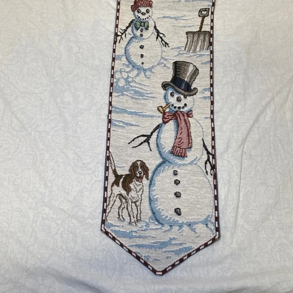 Manual Woodworkers Weavers Front Yard Snowmen Christmas Bell Pull Tapestry 39
